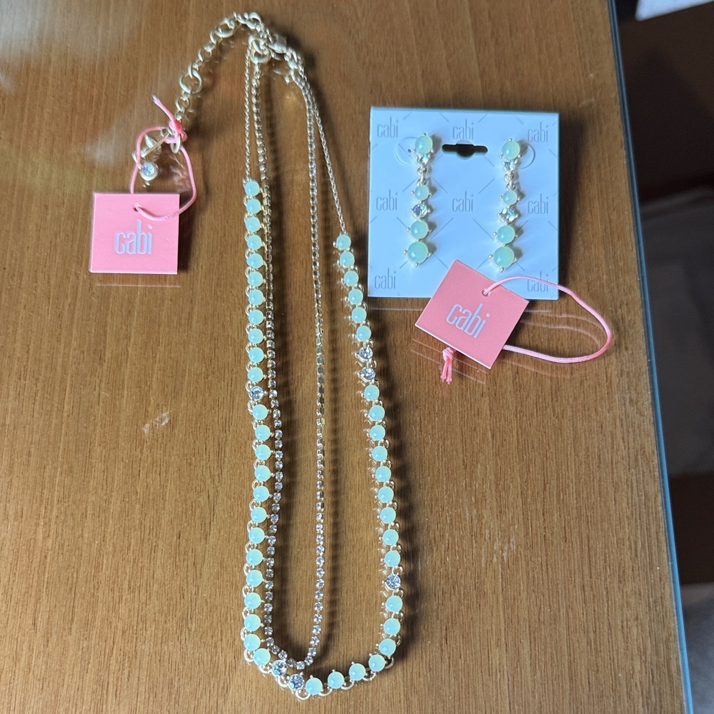 CAbi Gold and Mint Jewelry Set with detachable strand!